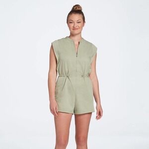 Calia Women's Soft Utility Romper Sage Green Size Medium EUC